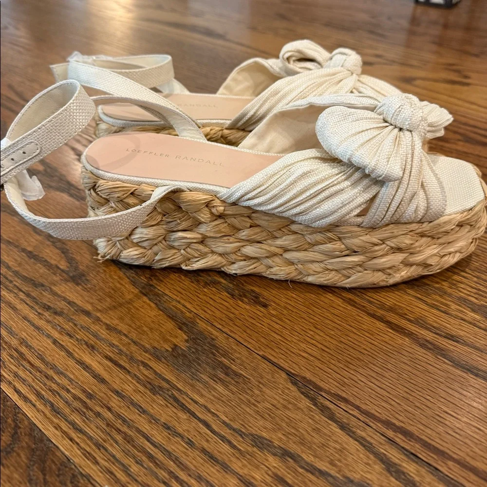 Loeffler Randall Gaby Cream Pleated Bow Espadrille